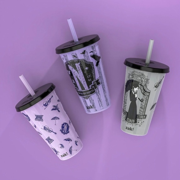 Zak! Designs 3-Pack Wednesday Nevermore Academy Glow in the Dark Tumblers 25 oz - Picture 10 of 14